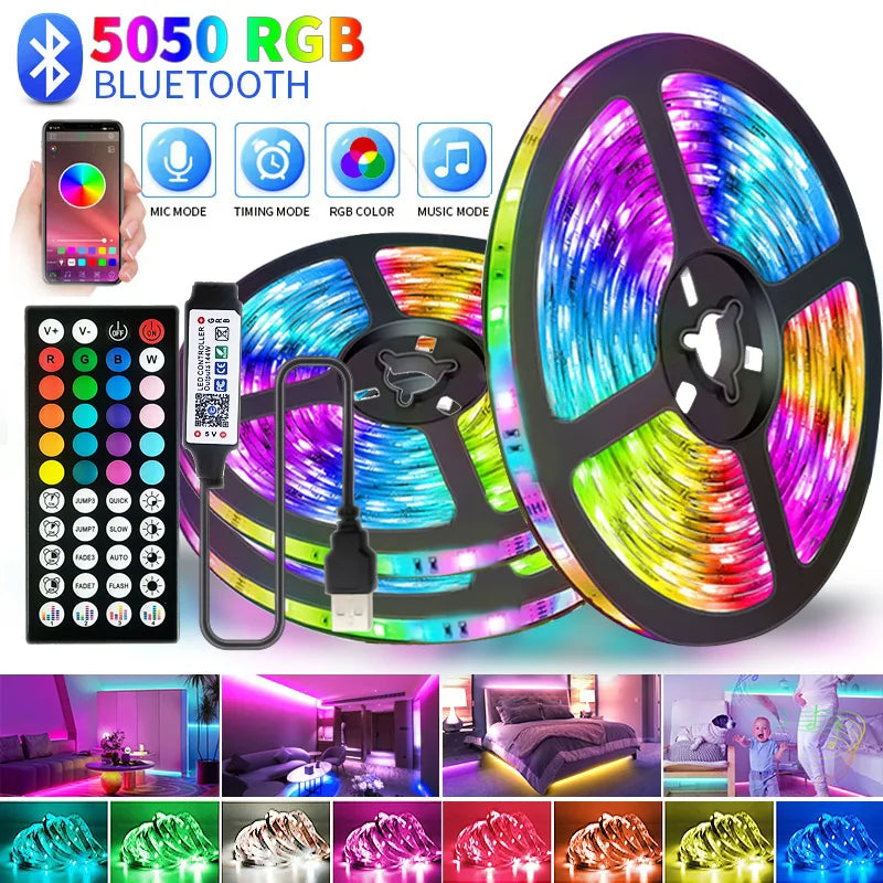 USB RGB LED Strip Light – 5V Smart Bluetooth Backlight for TV & Room Decor (5M/10M)